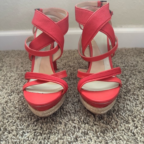 HERVE LEGER "SERA" Pink Leather Strappy Sandal Heel 7.5 M. Italy - Picture 3 of 7